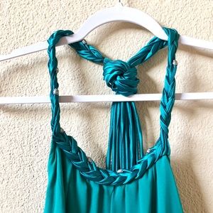 Stunning Teal Beaded Braid Cocktail dress! NEW!
